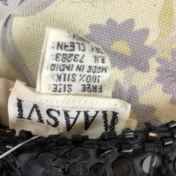 NWT vintage Kaasvi silk black butterfly sequin top - Picture 4 of 4